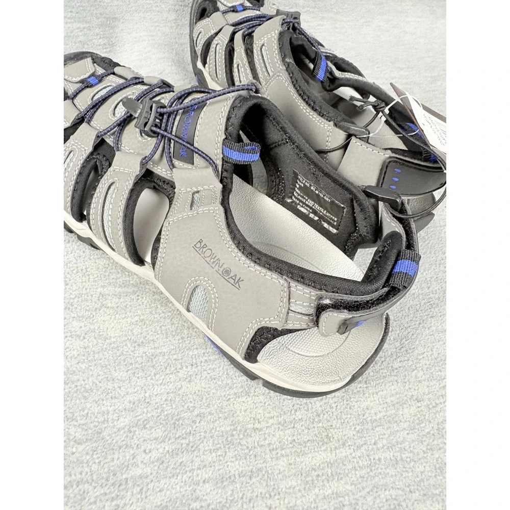 Brown Oak Sport Sandals Mens 8 Grey Black Blue Hiking Outdoors Waterproof